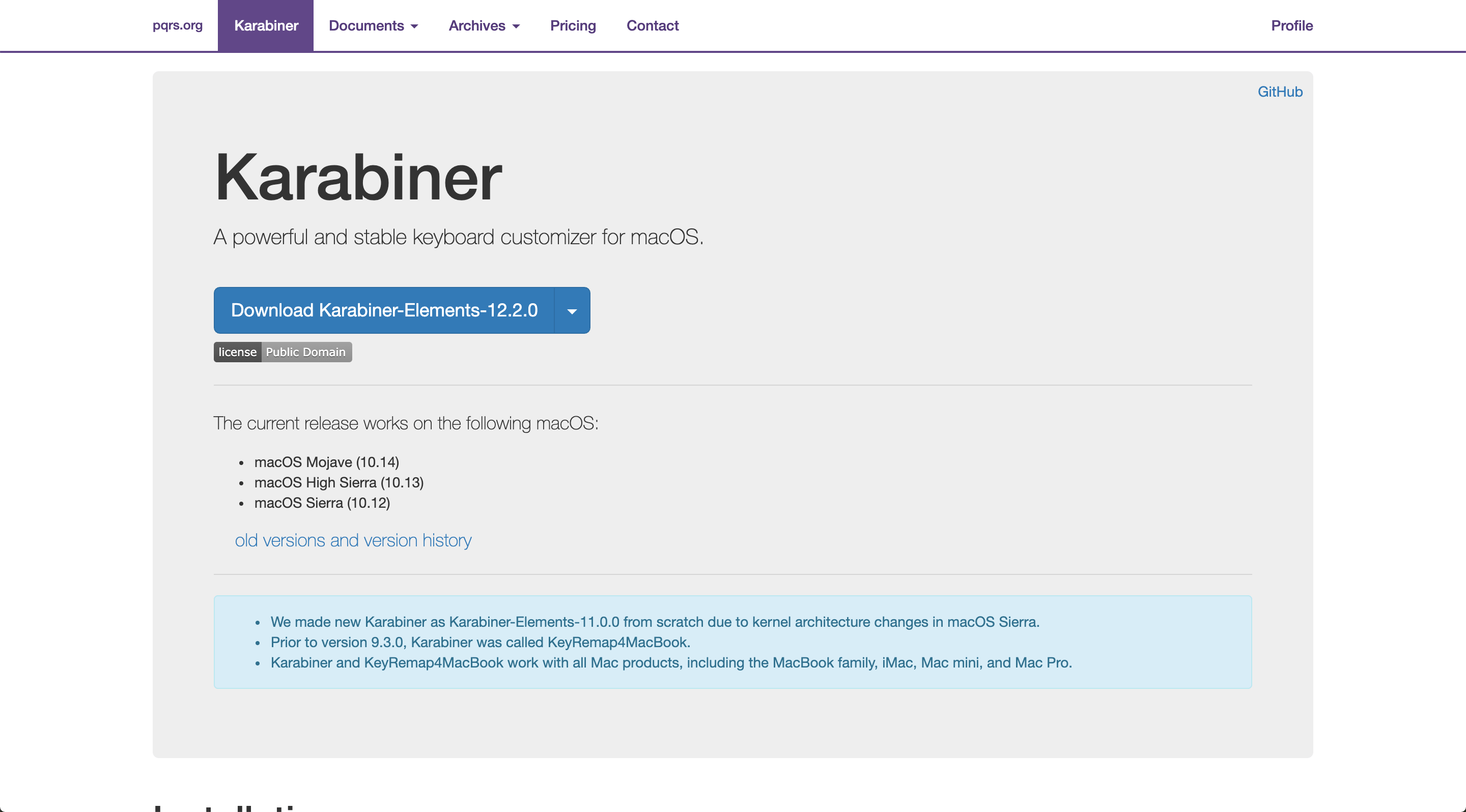 karabiner website screenshot