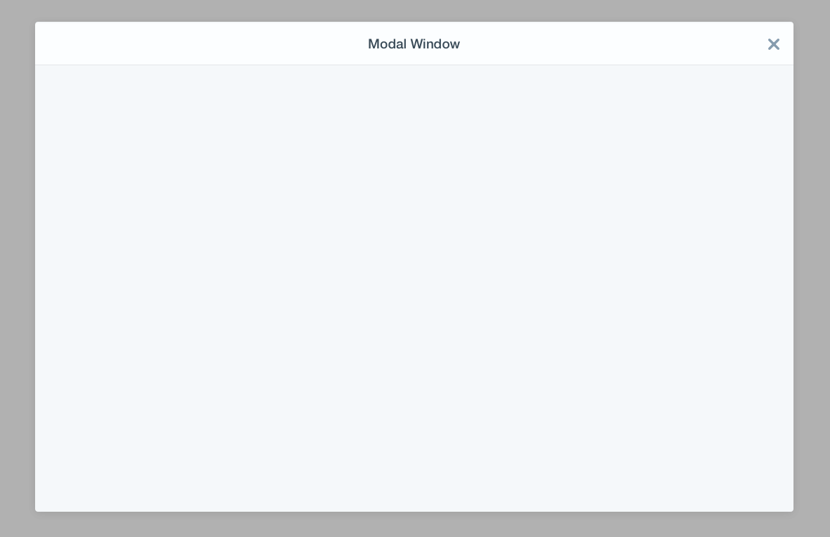 modal window over a dark transparent background only header and body