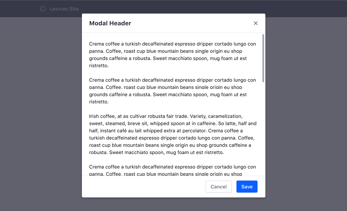Dynamic size modal with footer