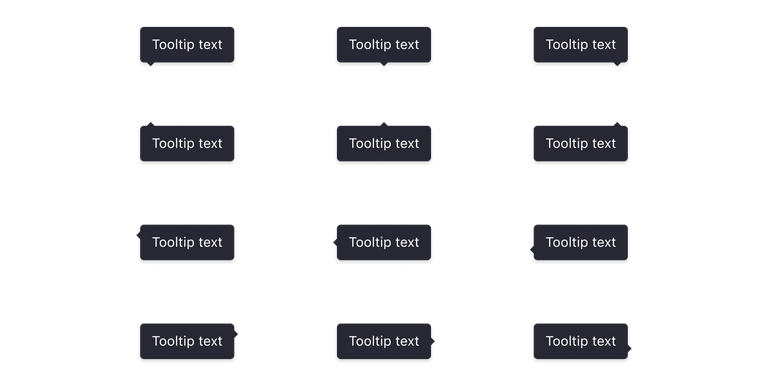 Nine tooltips with their position name within.